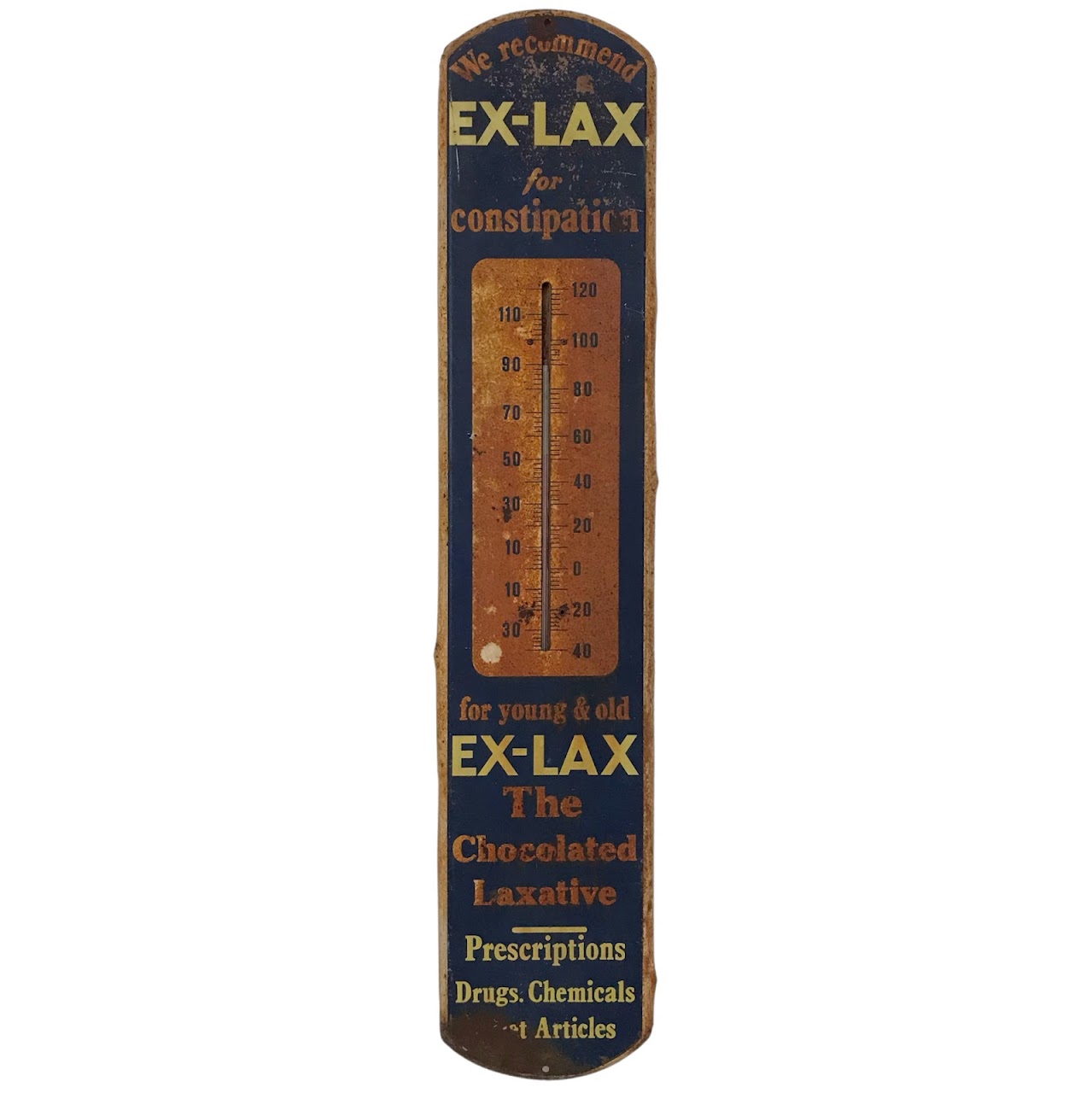 Ex-Lax Enameled Steel Advertising Thermometer