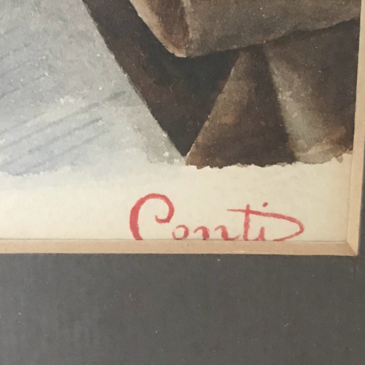 Conti Signed Watercolor Painting