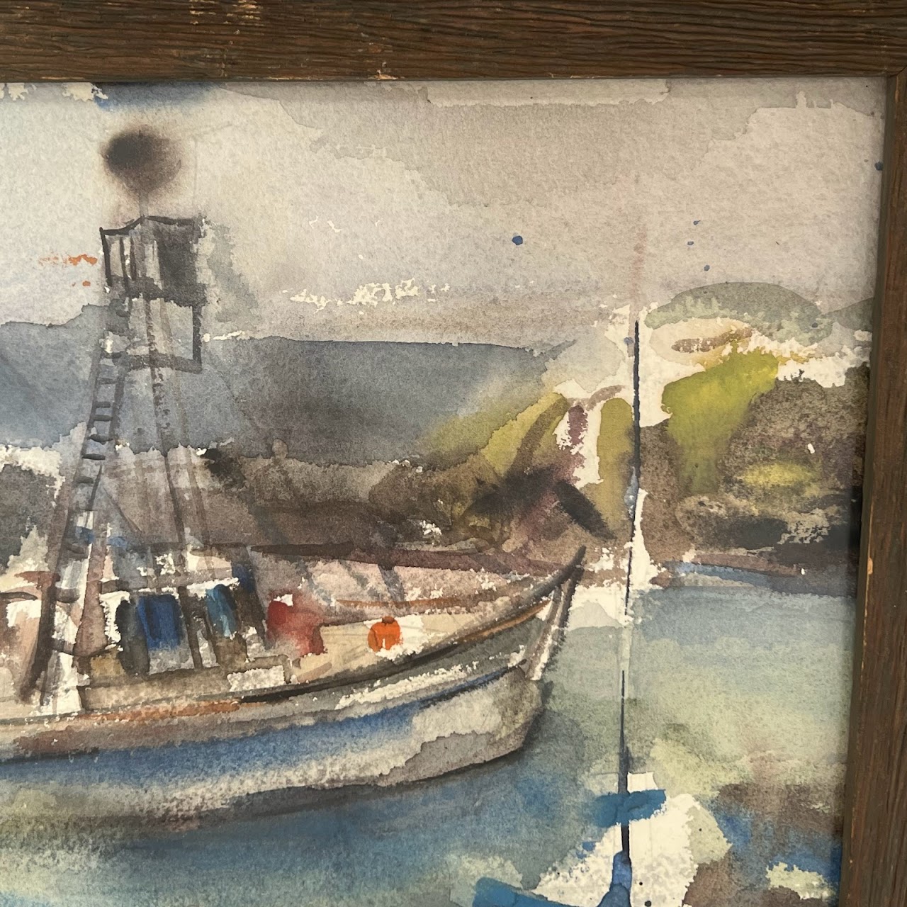 Yolanda Fusco Signed Harbor Scene Watercolor Painting