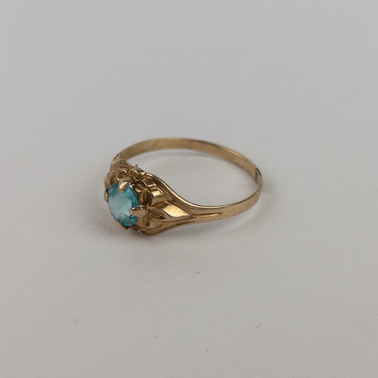 10K Gold Vintage Blue Stone Baby Ring