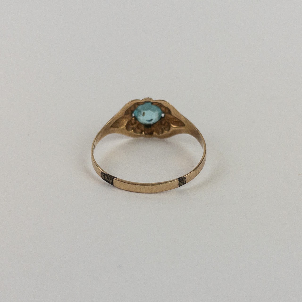 10K Gold Vintage Blue Stone Baby Ring