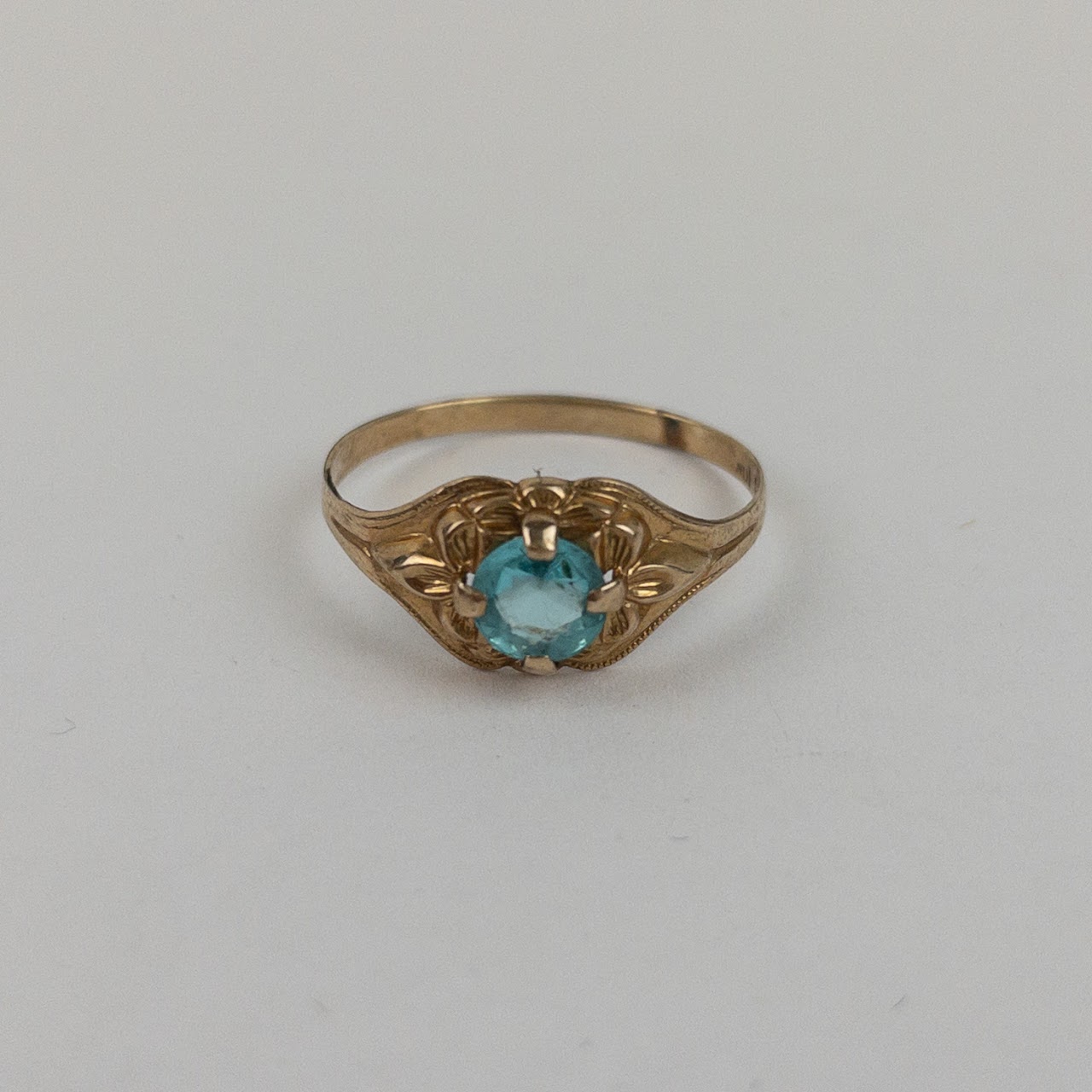 10K Gold Vintage Blue Stone Baby Ring