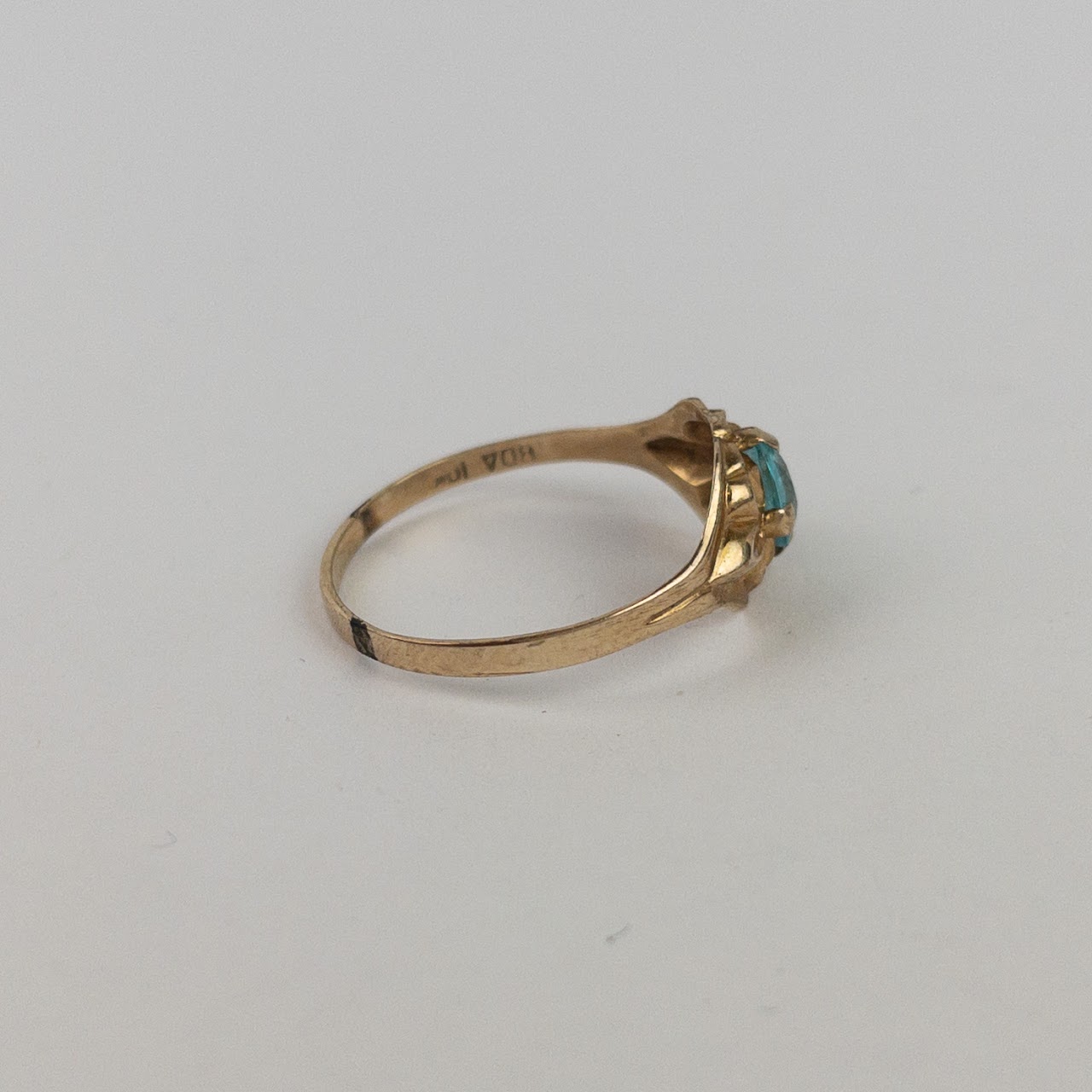 10K Gold Vintage Blue Stone Baby Ring