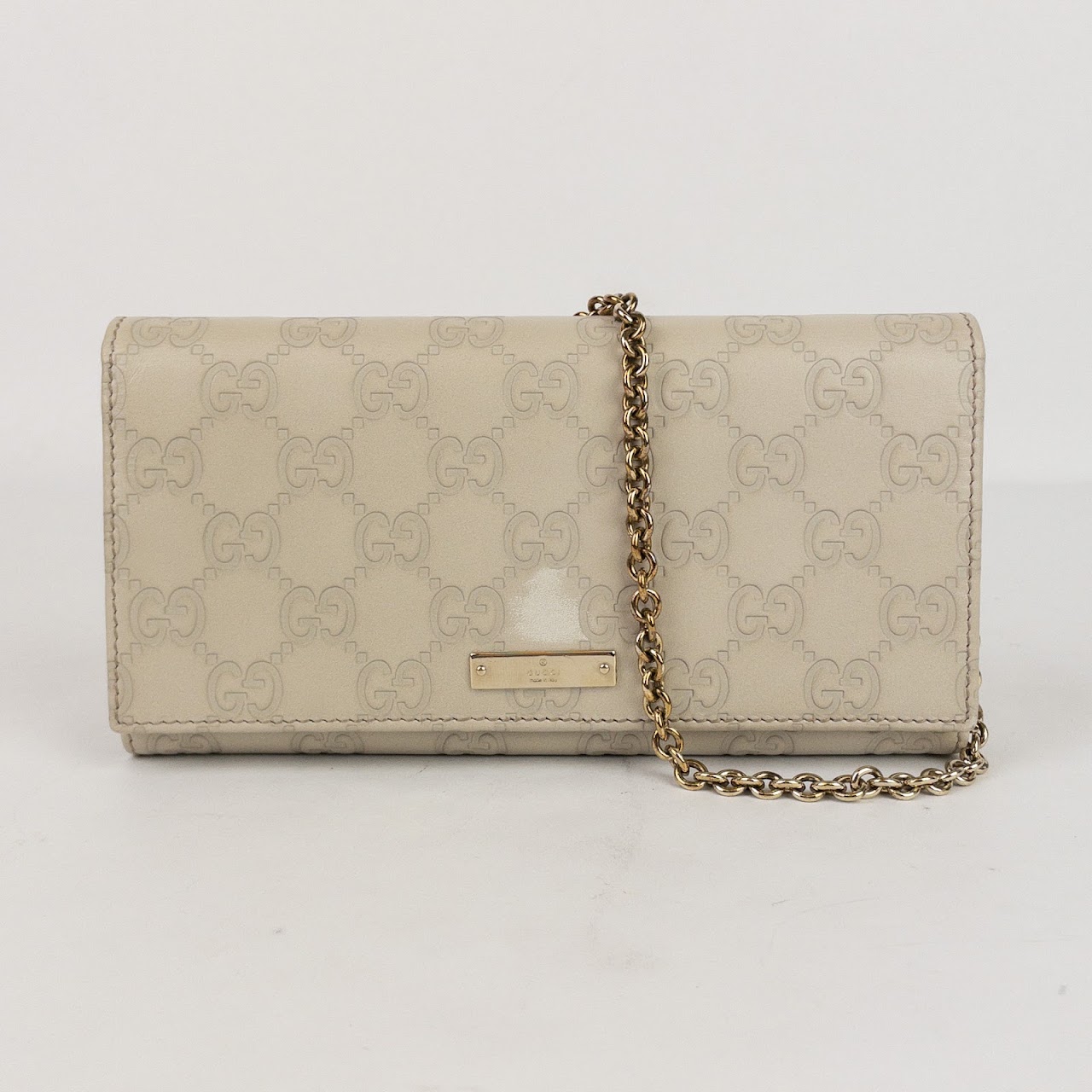 Gucci Monogram Leather Chain Wallet