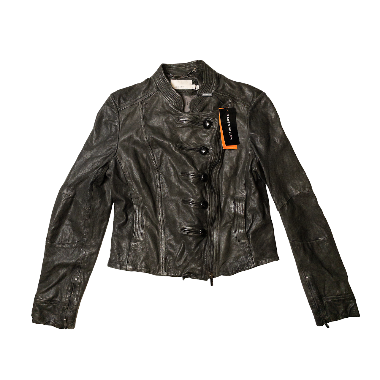 Karen Millen NEW Distressed Leather Jacket