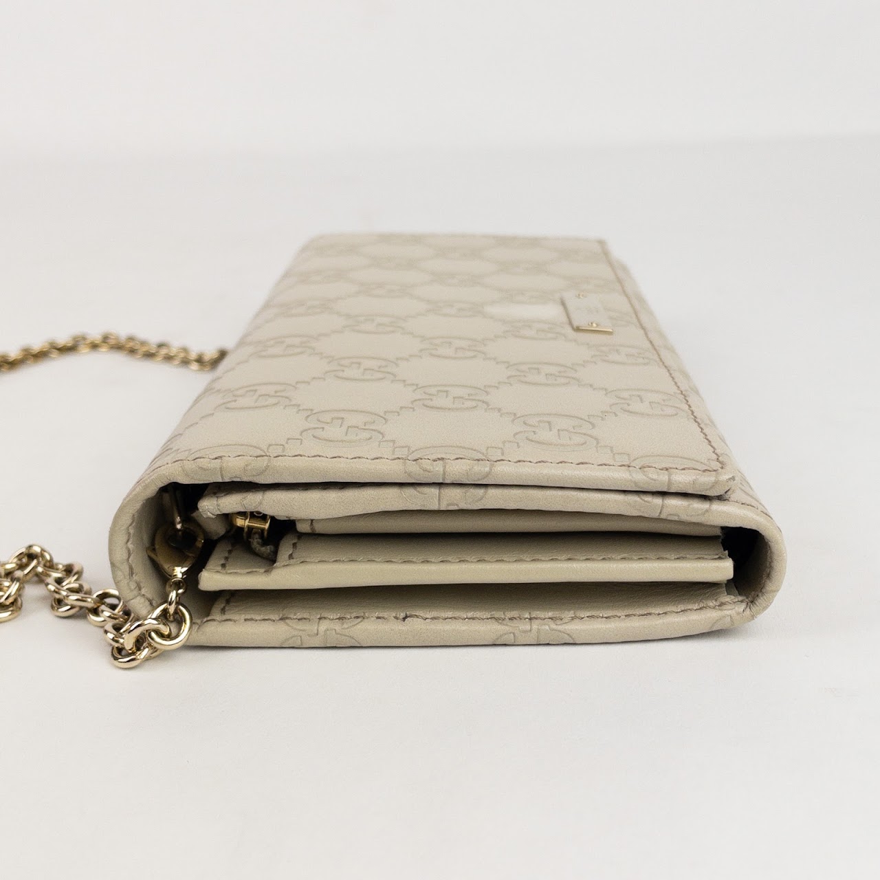 Gucci Monogram Leather Chain Wallet