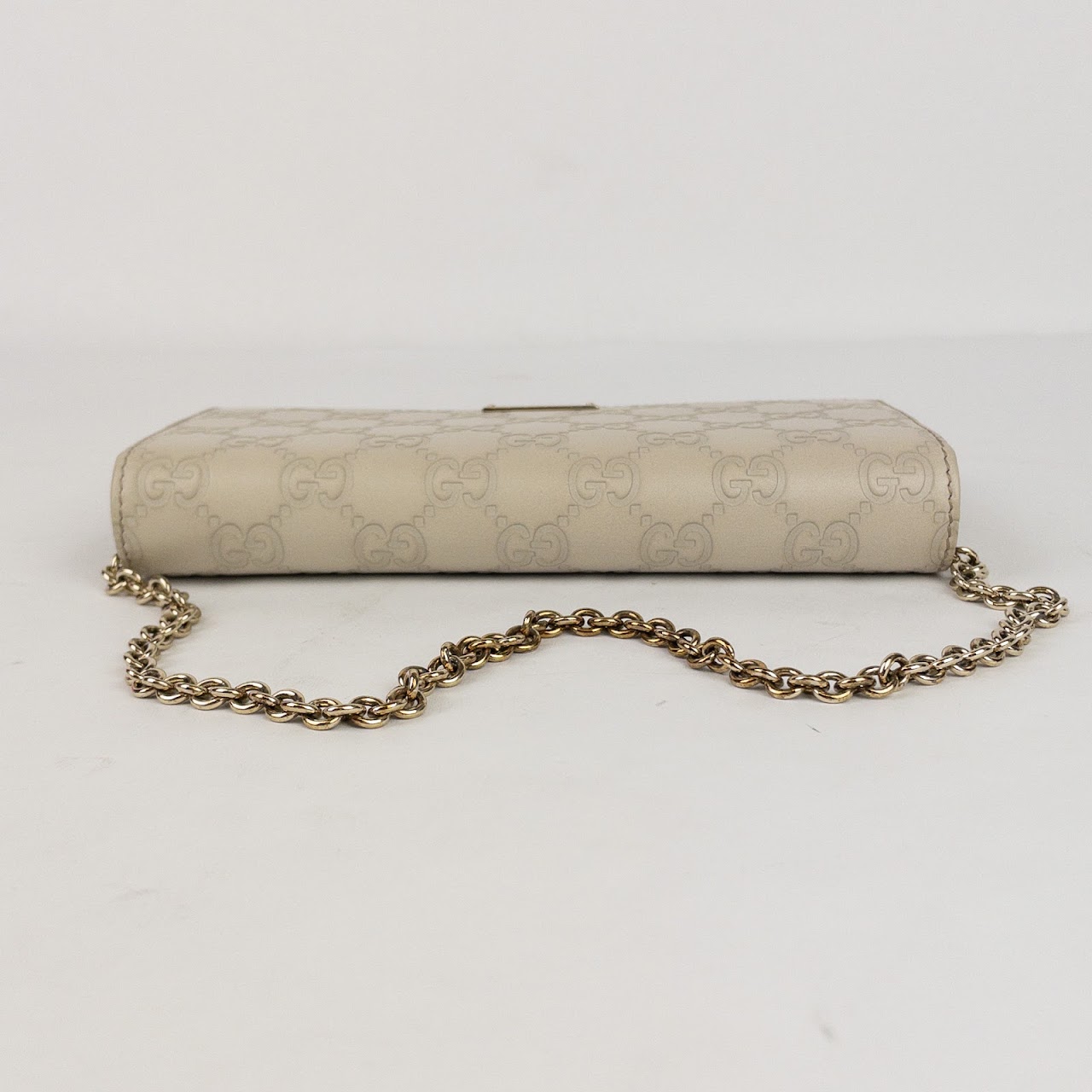 Gucci Monogram Leather Chain Wallet