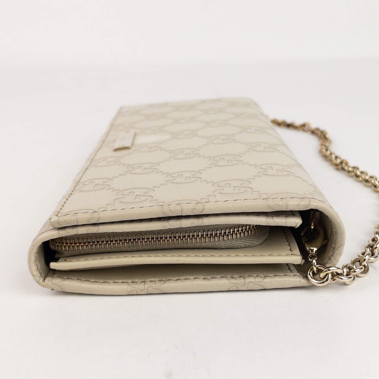 Gucci Monogram Leather Chain Wallet