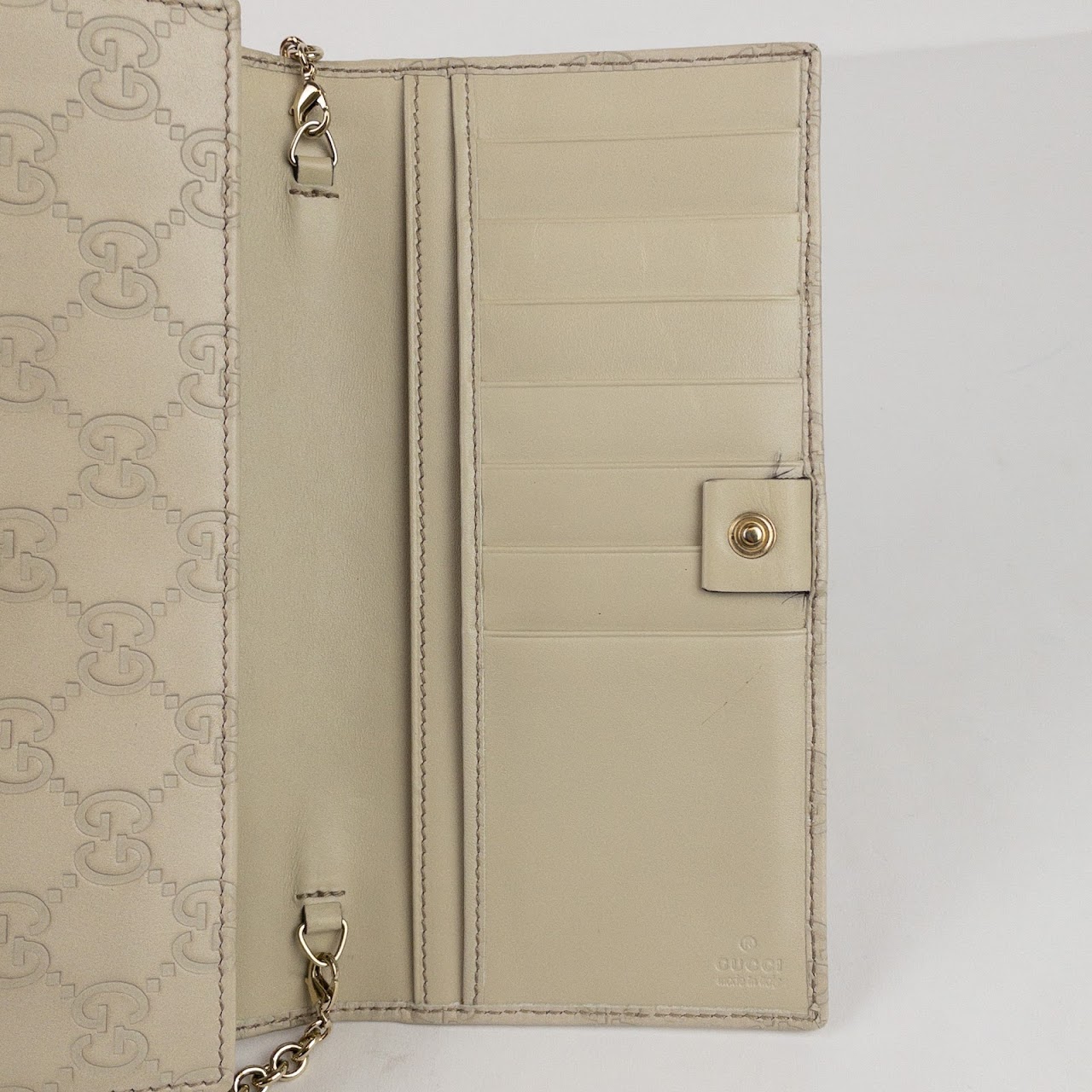 Gucci Monogram Leather Chain Wallet