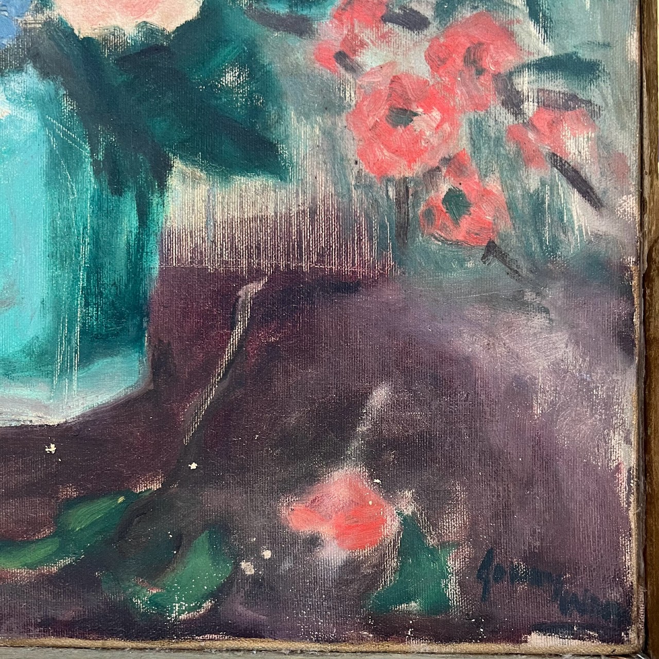 Still Life with Flowers Signed Oil Painting