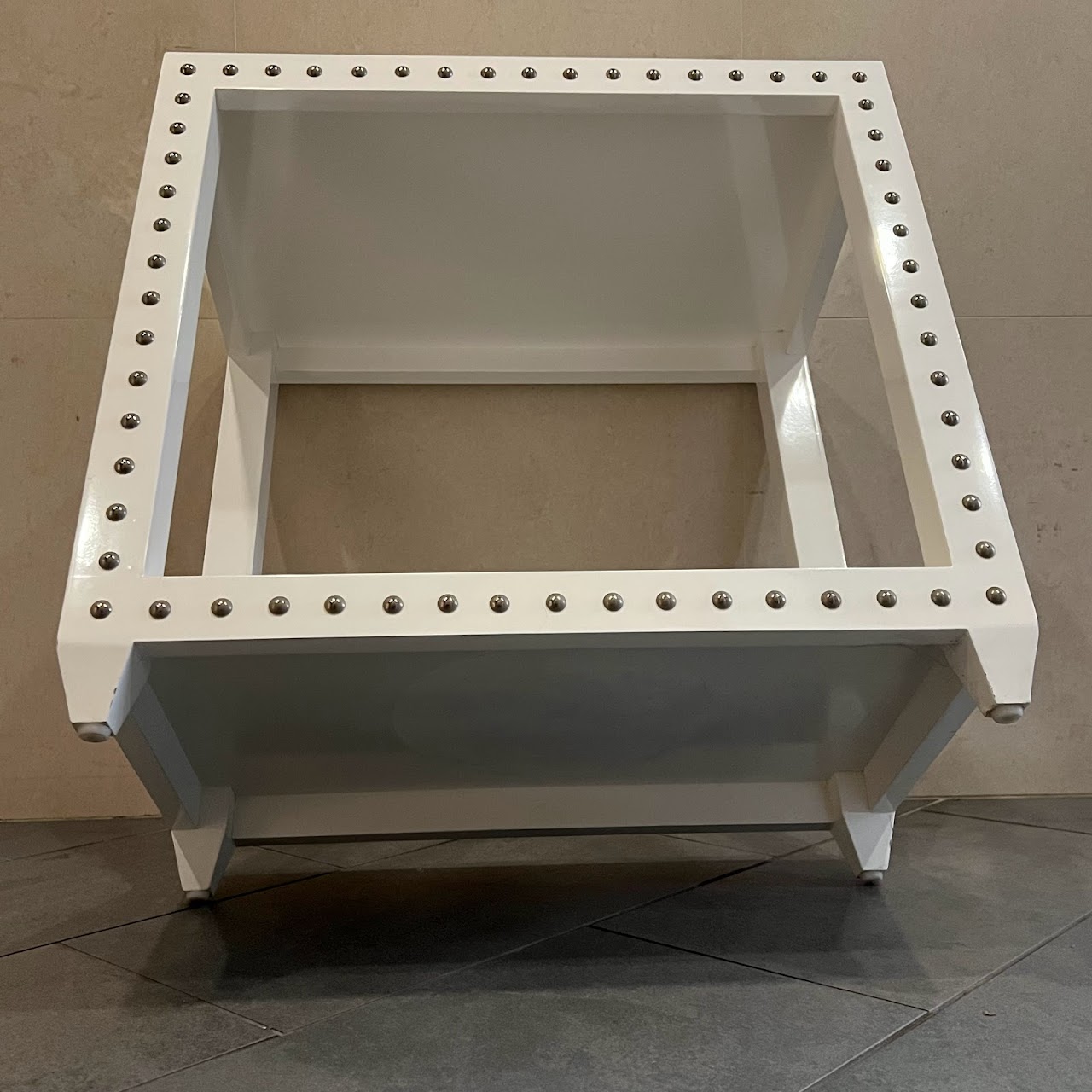 Studded Lacquer Mirror-Top Side Table #1