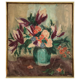 Still Life with Flowers Signed Oil Painting