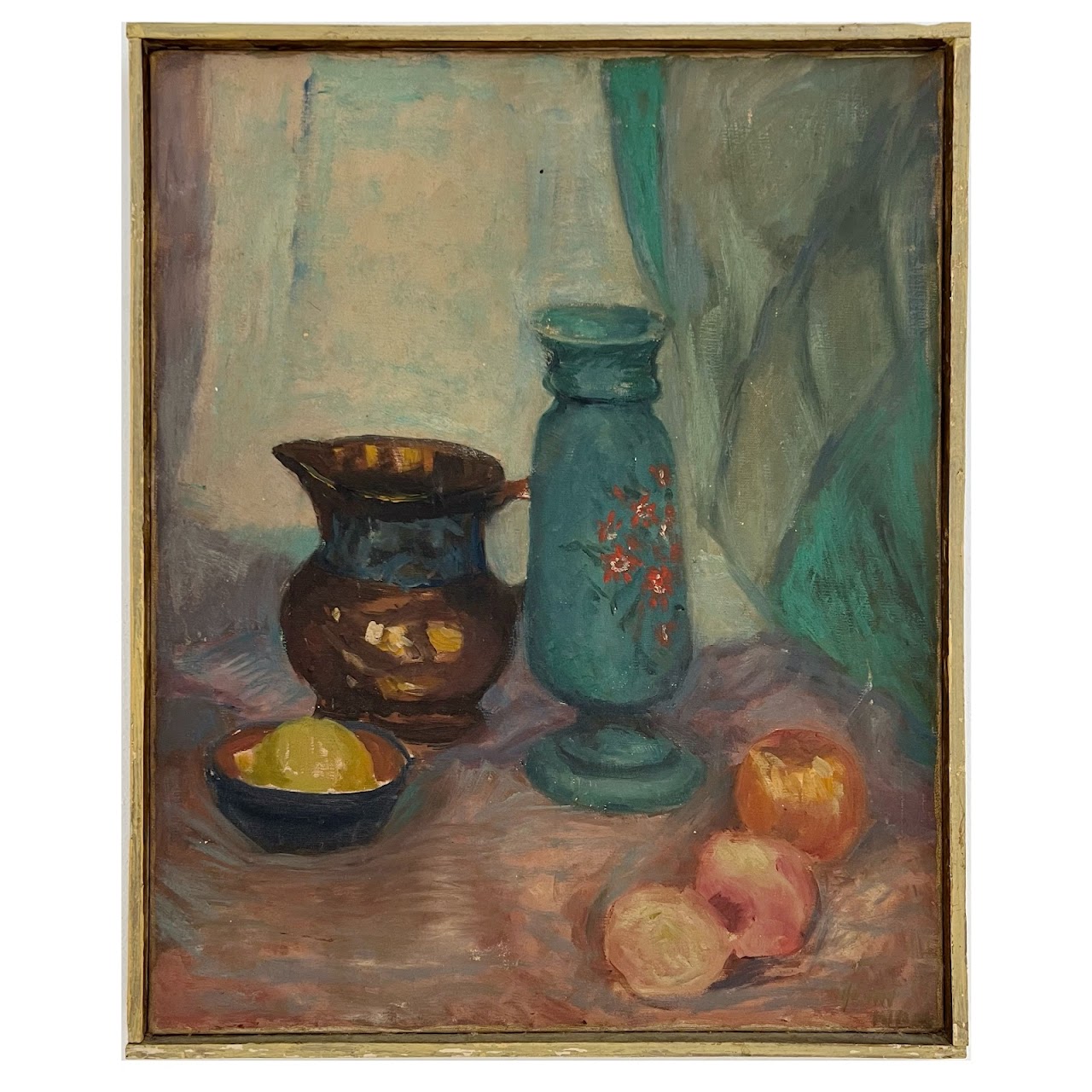Still Life with Fruit Signed Oil Painting