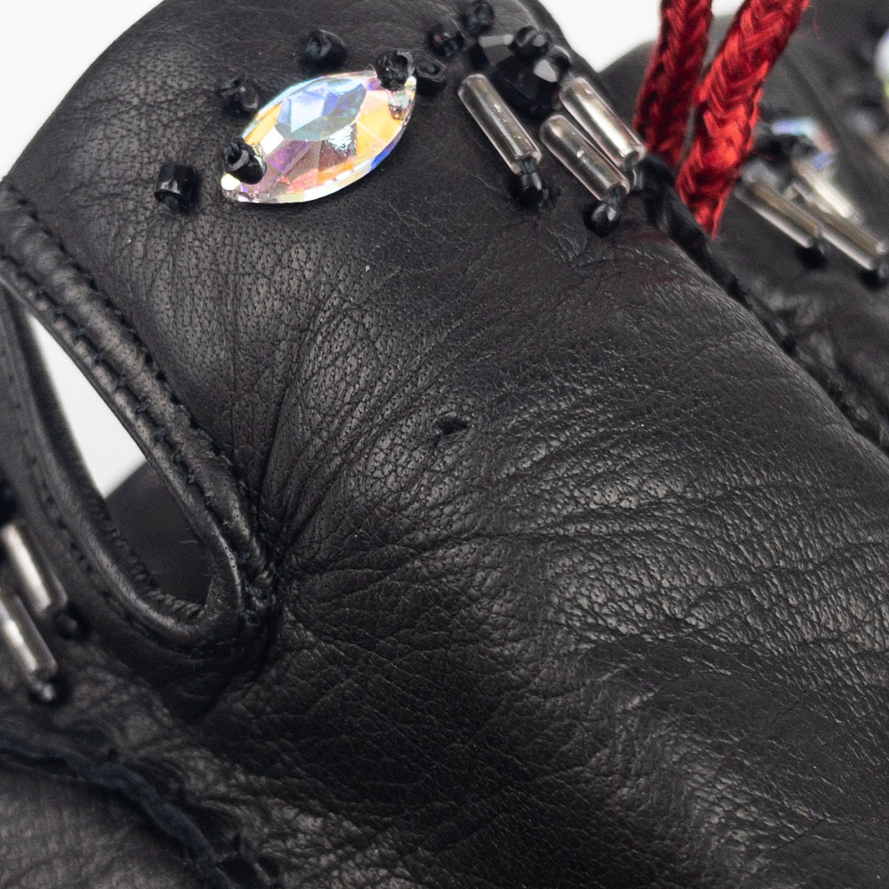 Valentino Garavani Black Leather Embellished Gloves