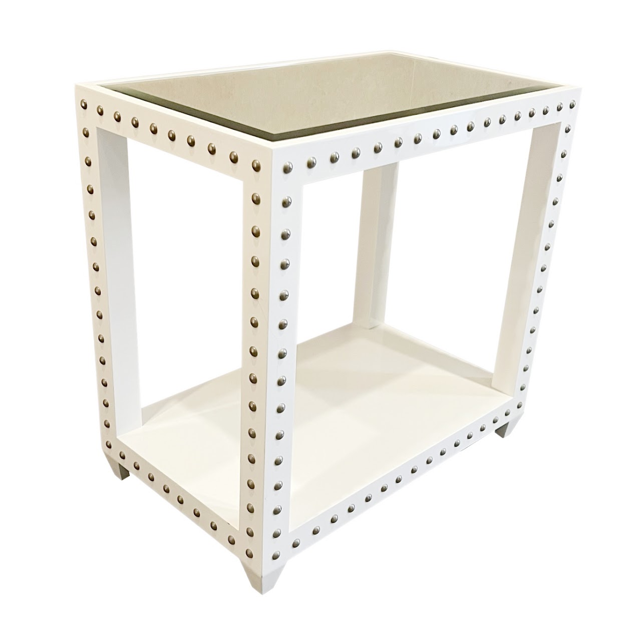 Studded Lacquer Mirror-Top Side Table #1
