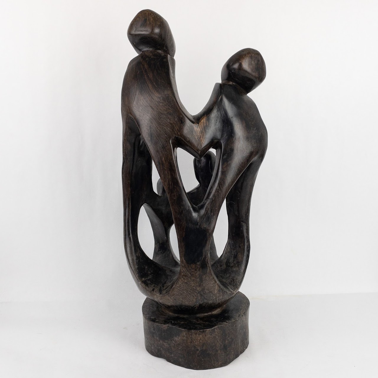 Lacquered Hard Wood  Family Sculpture