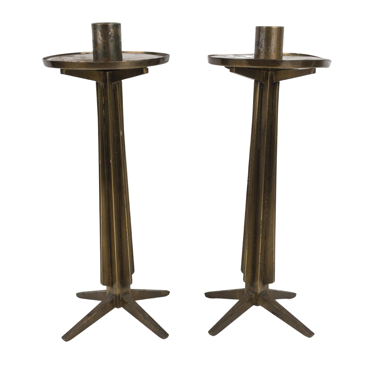 Brass Art Deco Candle Stick Pair