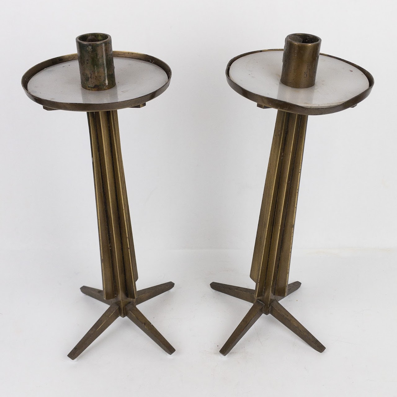 Brass Art Deco Candle Stick Pair