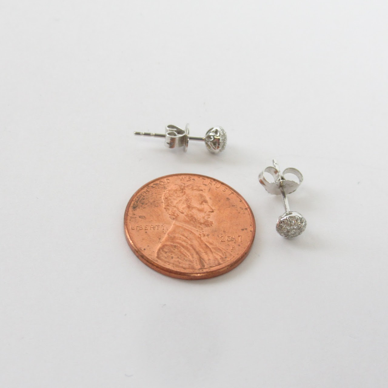 14K White Gold and Diamond Stud Earrings