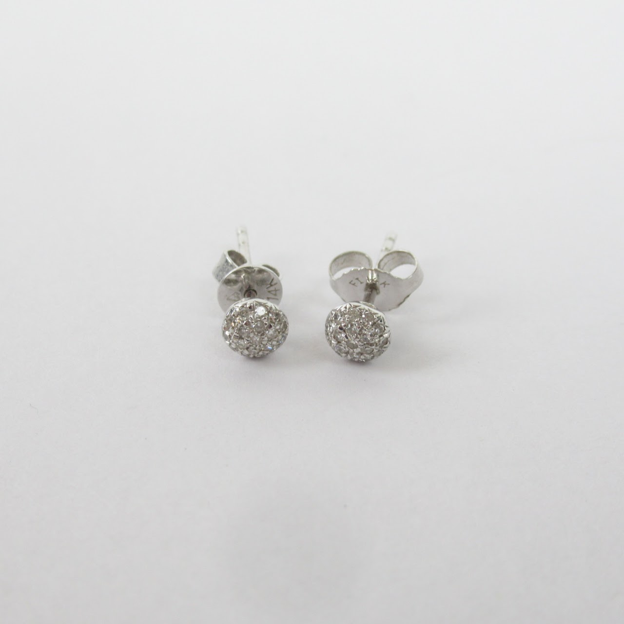 14K White Gold and Diamond Stud Earrings