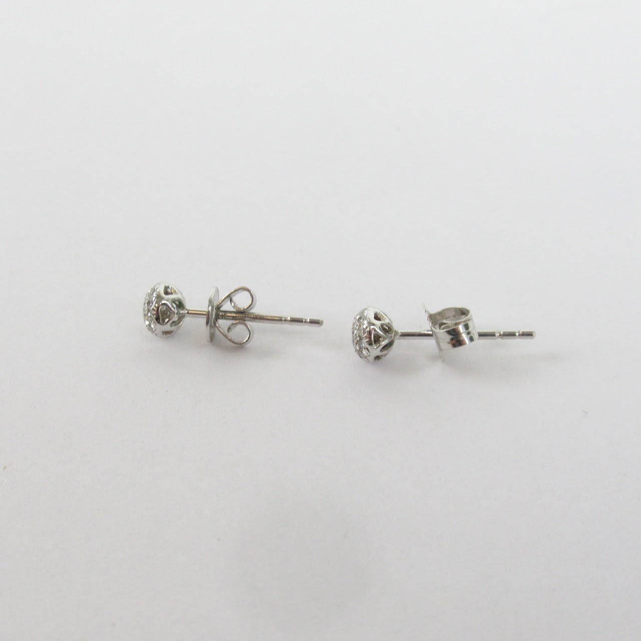 14K White Gold and Diamond Stud Earrings