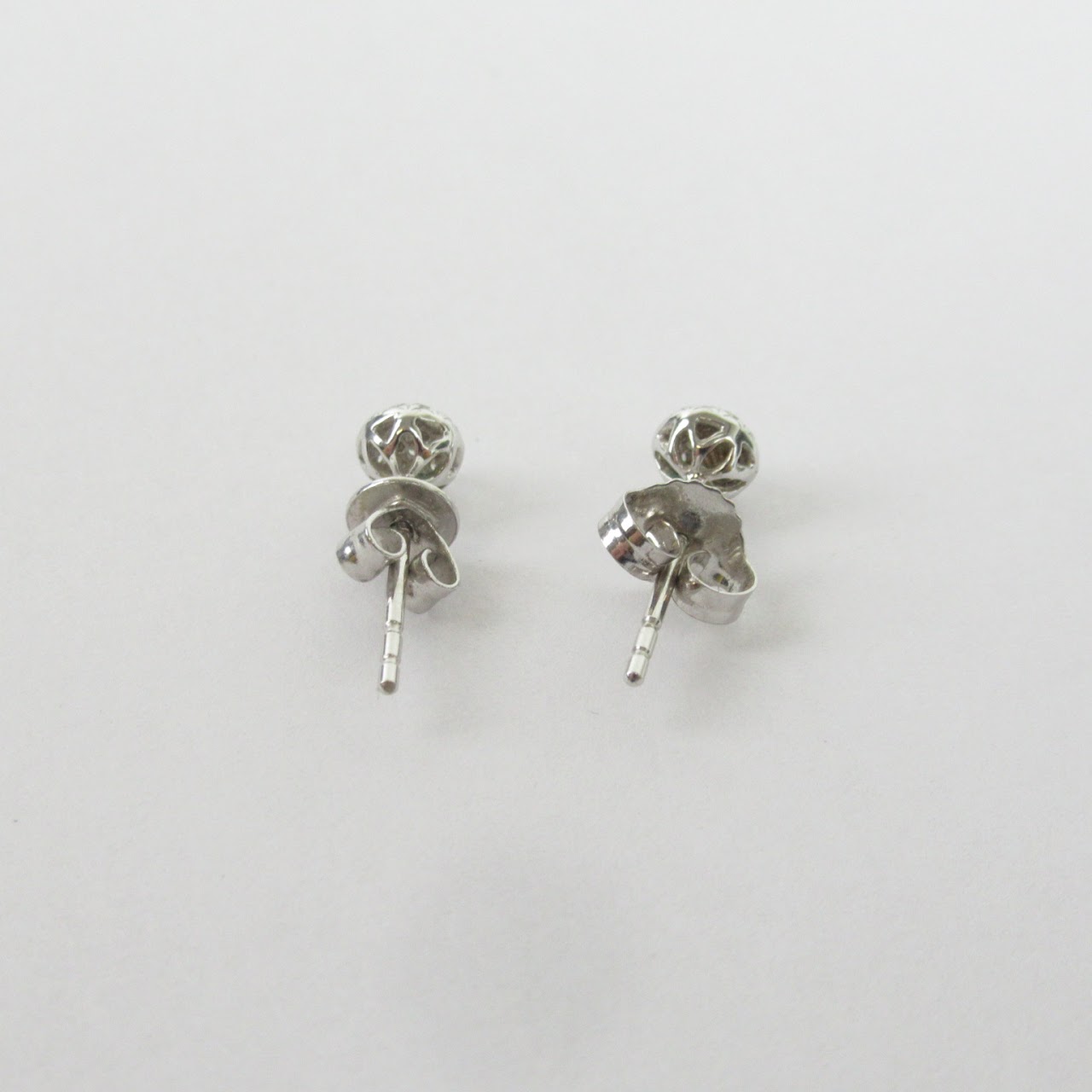 14K White Gold and Diamond Stud Earrings