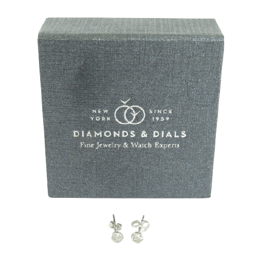 14K White Gold and Diamond Stud Earrings