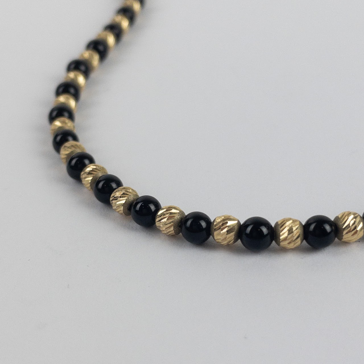 14K Gold & Obsidian Bead Necklace