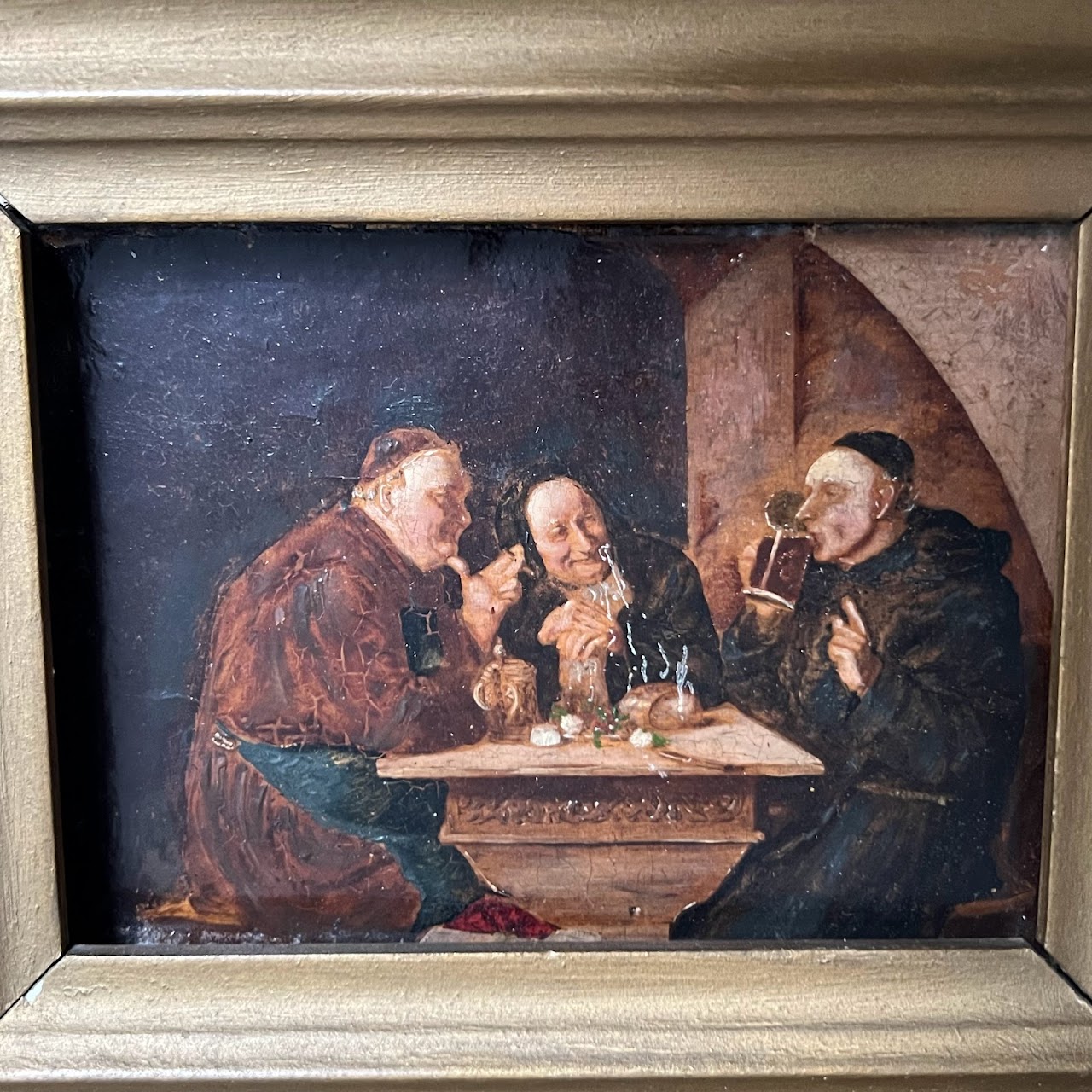Miniature Monks Oil Painting