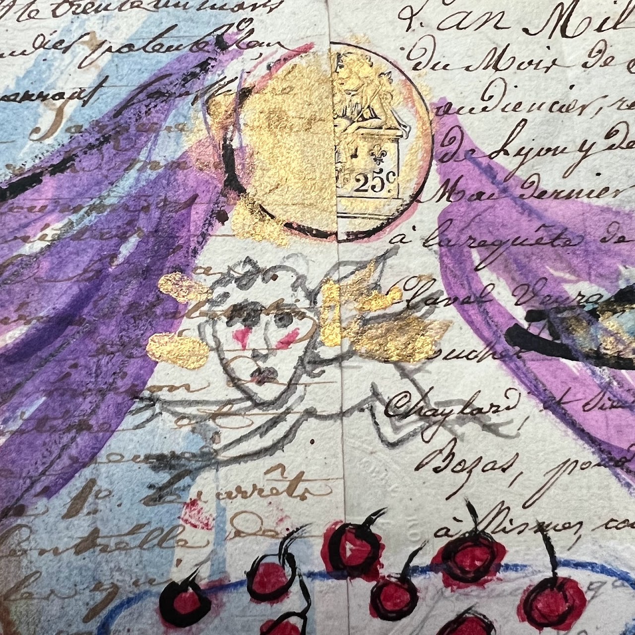 Jaff Seijas 'Napoleon & Josephine Consider Dessert' Gouache Painting