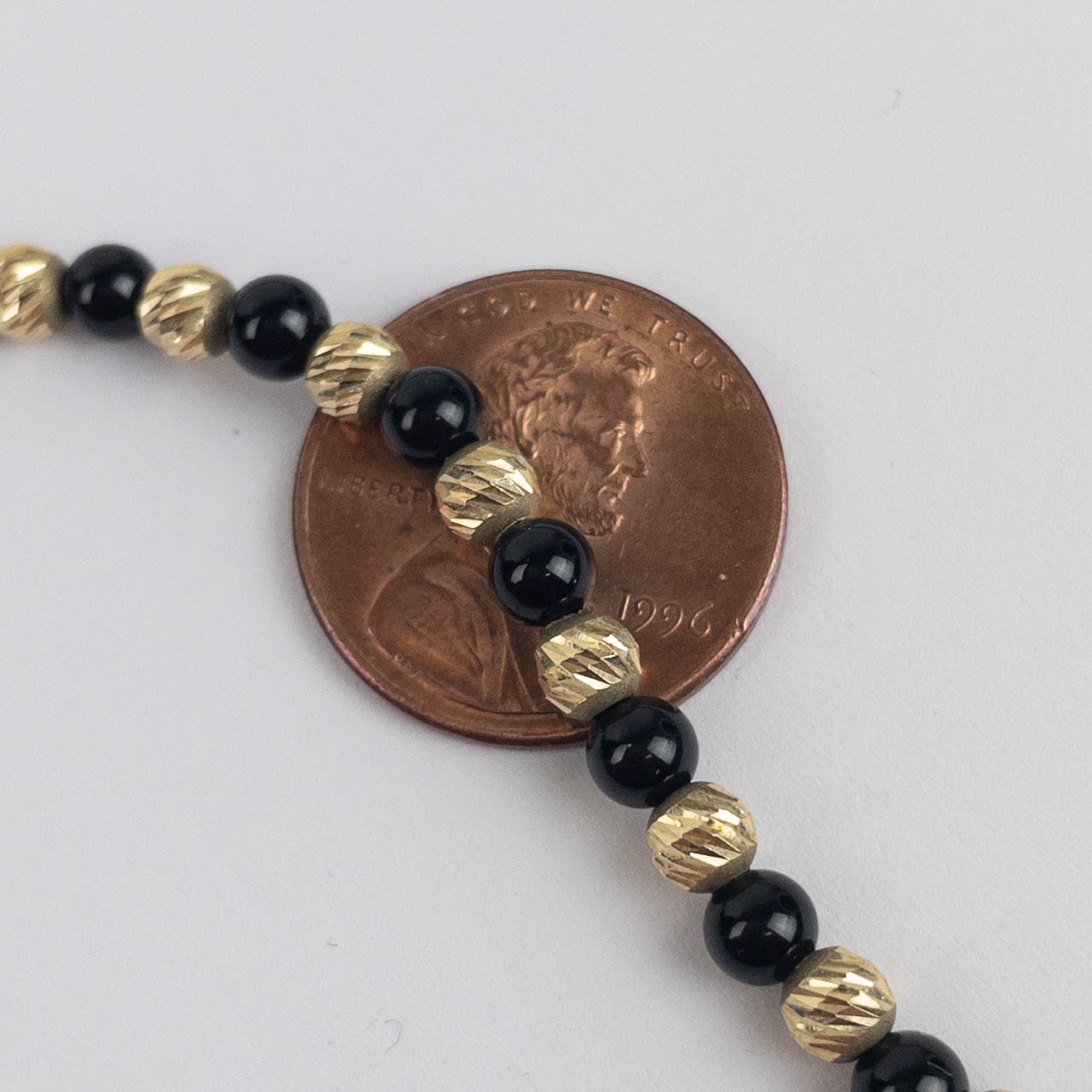 14K Gold & Obsidian Bead Necklace
