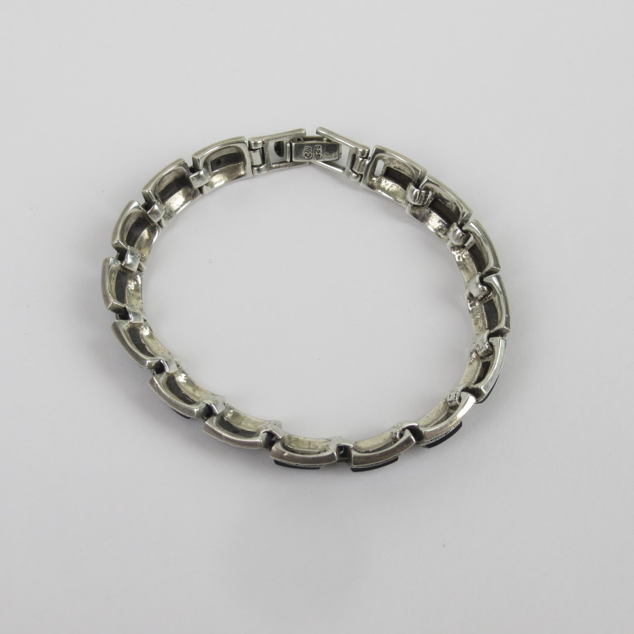 Sterling Silver, Onyx & Marcasite Bracelet
