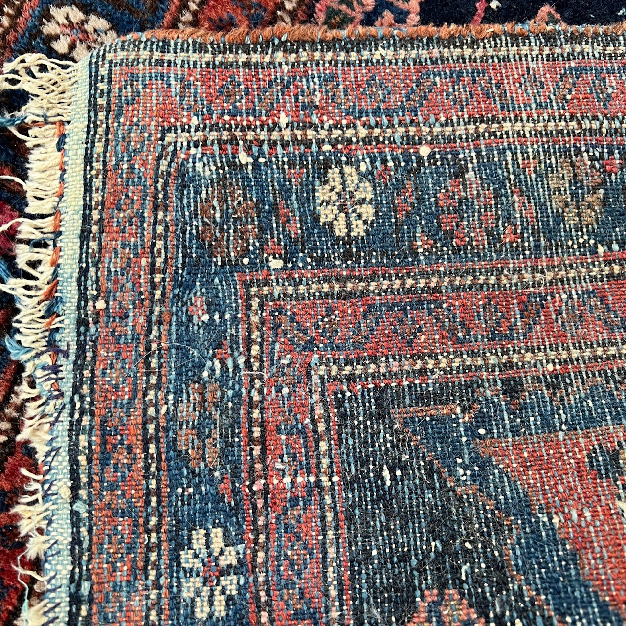 Wool Floral Small Area Rug Blue Field