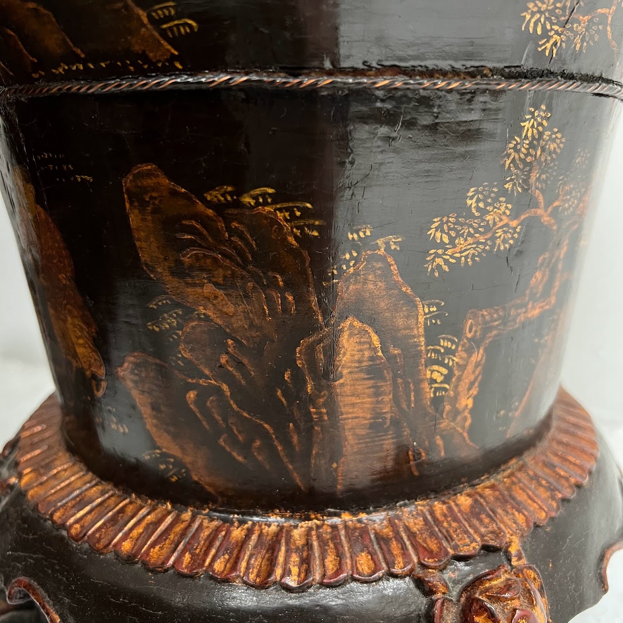 Chinoiserie Lacquered Footed Vase Planter #2