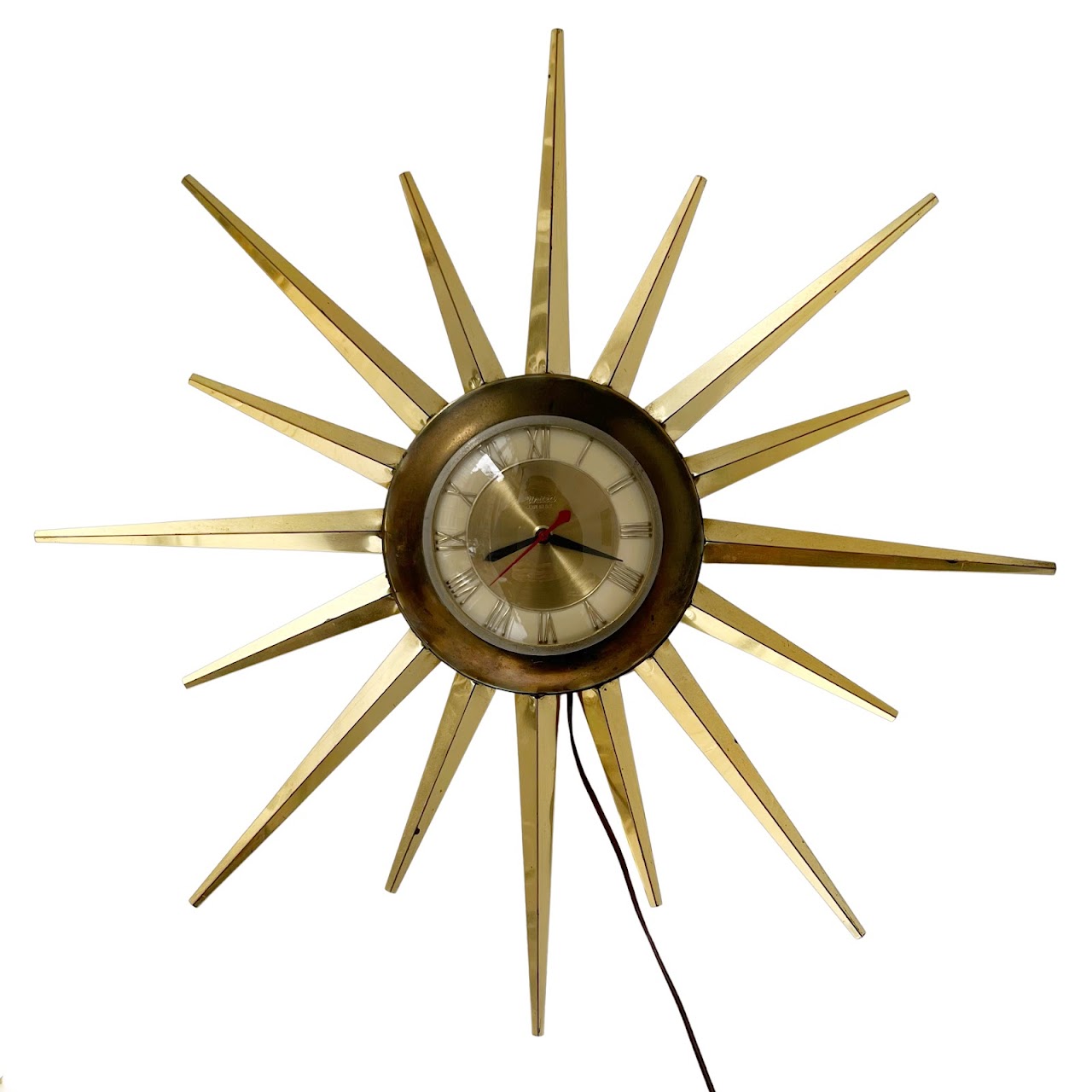 Sunburst Mid-Century United Wall Clock