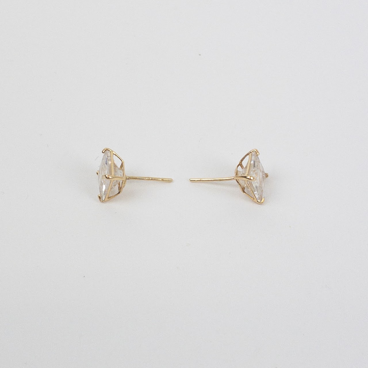 14K Gold and Clear Stone Stud Earrings