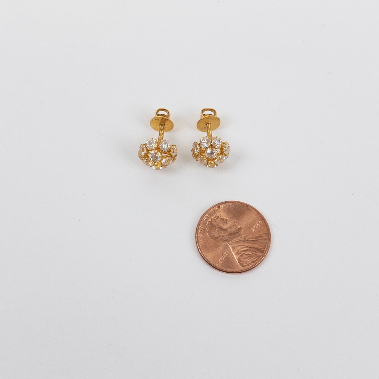 22K Gold and Clear Stone Earrings