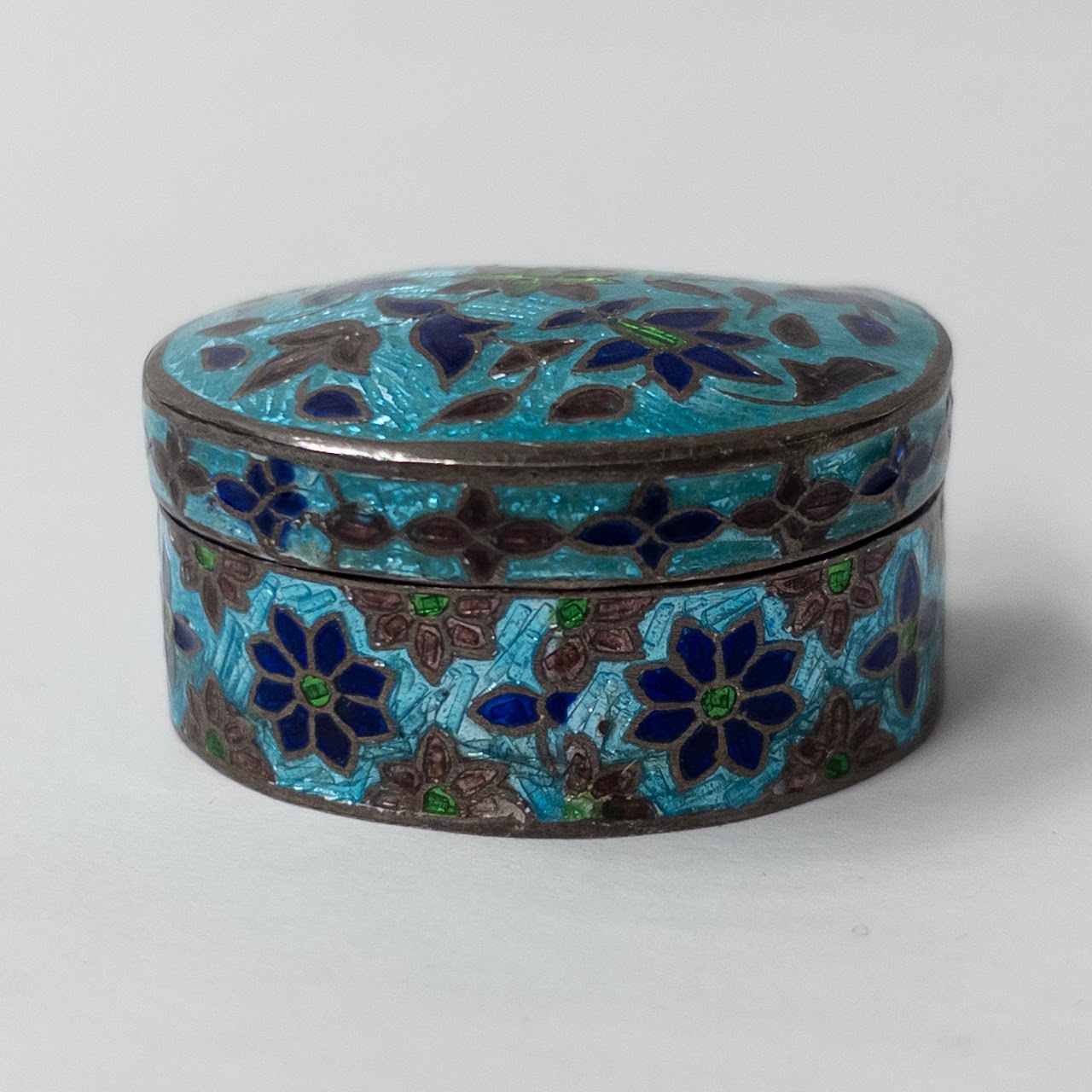 Sterling Silver Cloisonné Lidded Box Sextet