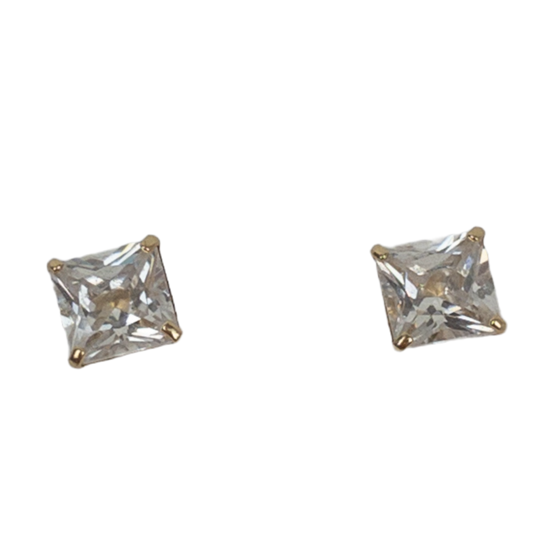 14K Gold and Clear Stone Stud Earrings