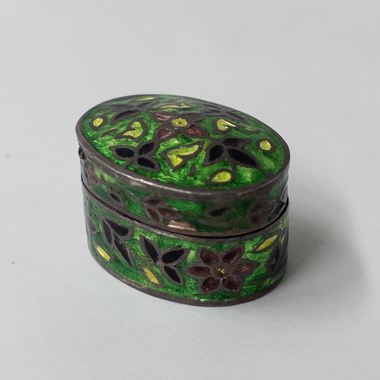 Sterling Silver Cloisonné Lidded Box Sextet