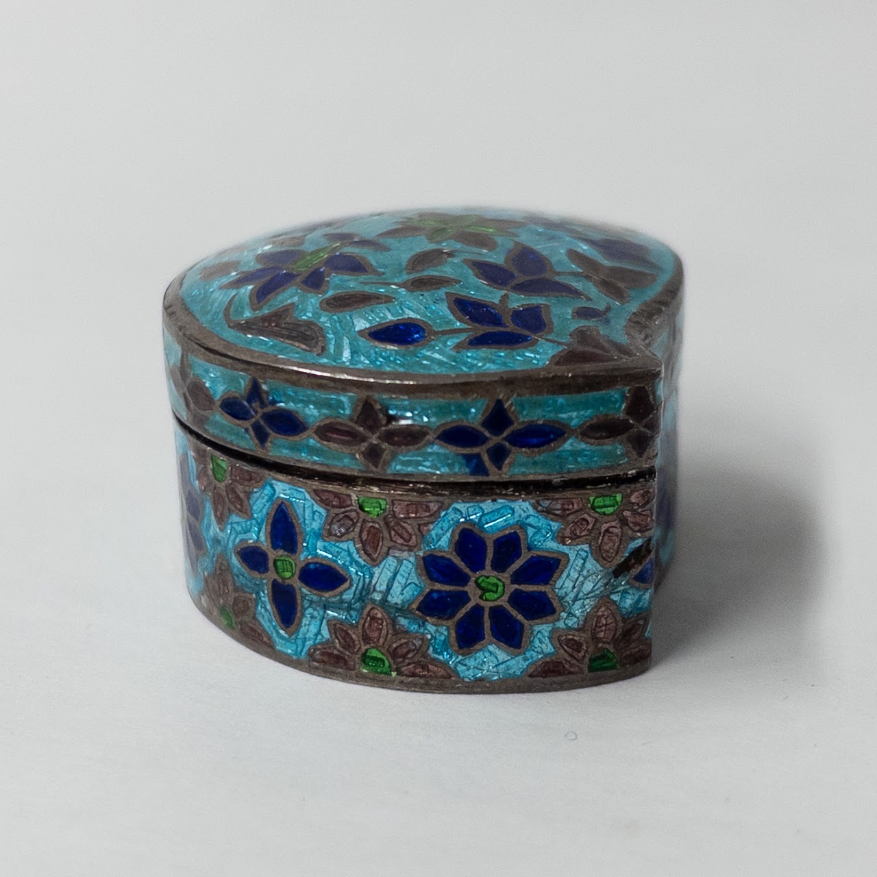 Sterling Silver Cloisonné Lidded Box Sextet