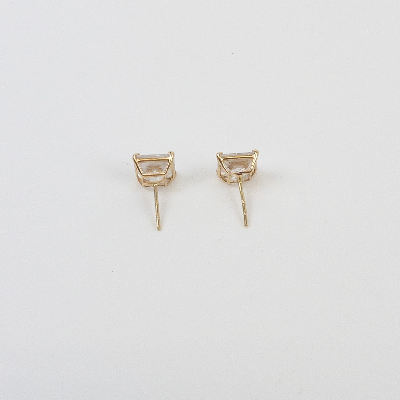 14K Gold and Clear Stone Stud Earrings