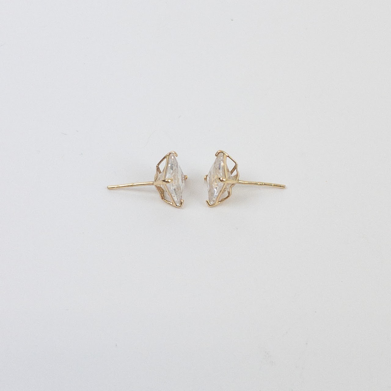 14K Gold and Clear Stone Stud Earrings