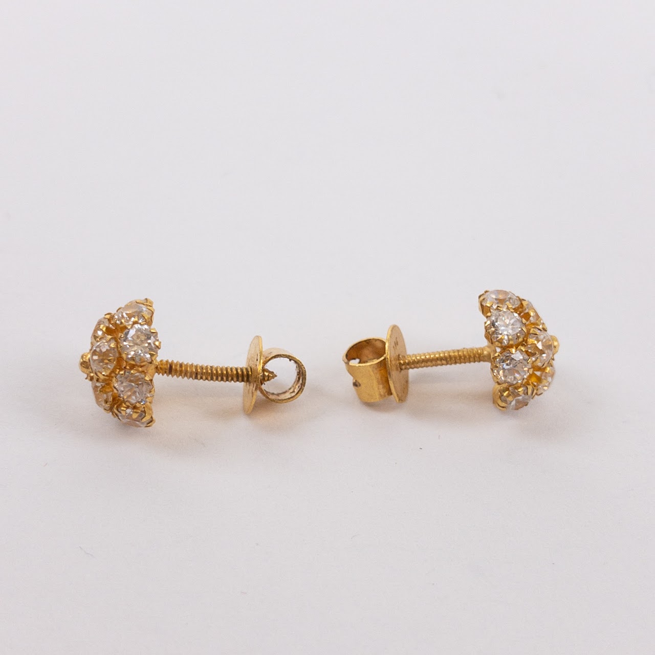 22K Gold and Clear Stone Earrings