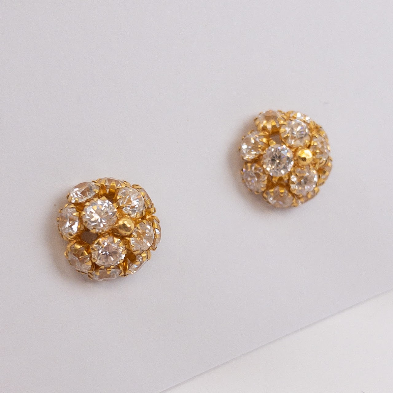 22K Gold and Clear Stone Earrings