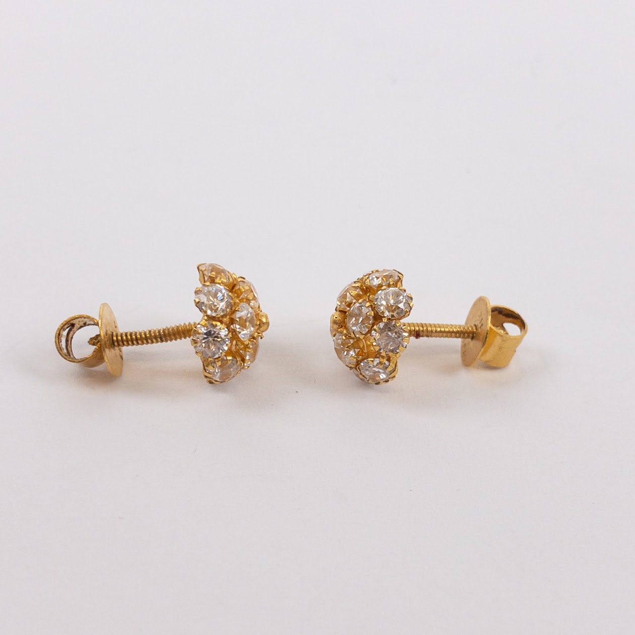 22K Gold and Clear Stone Earrings