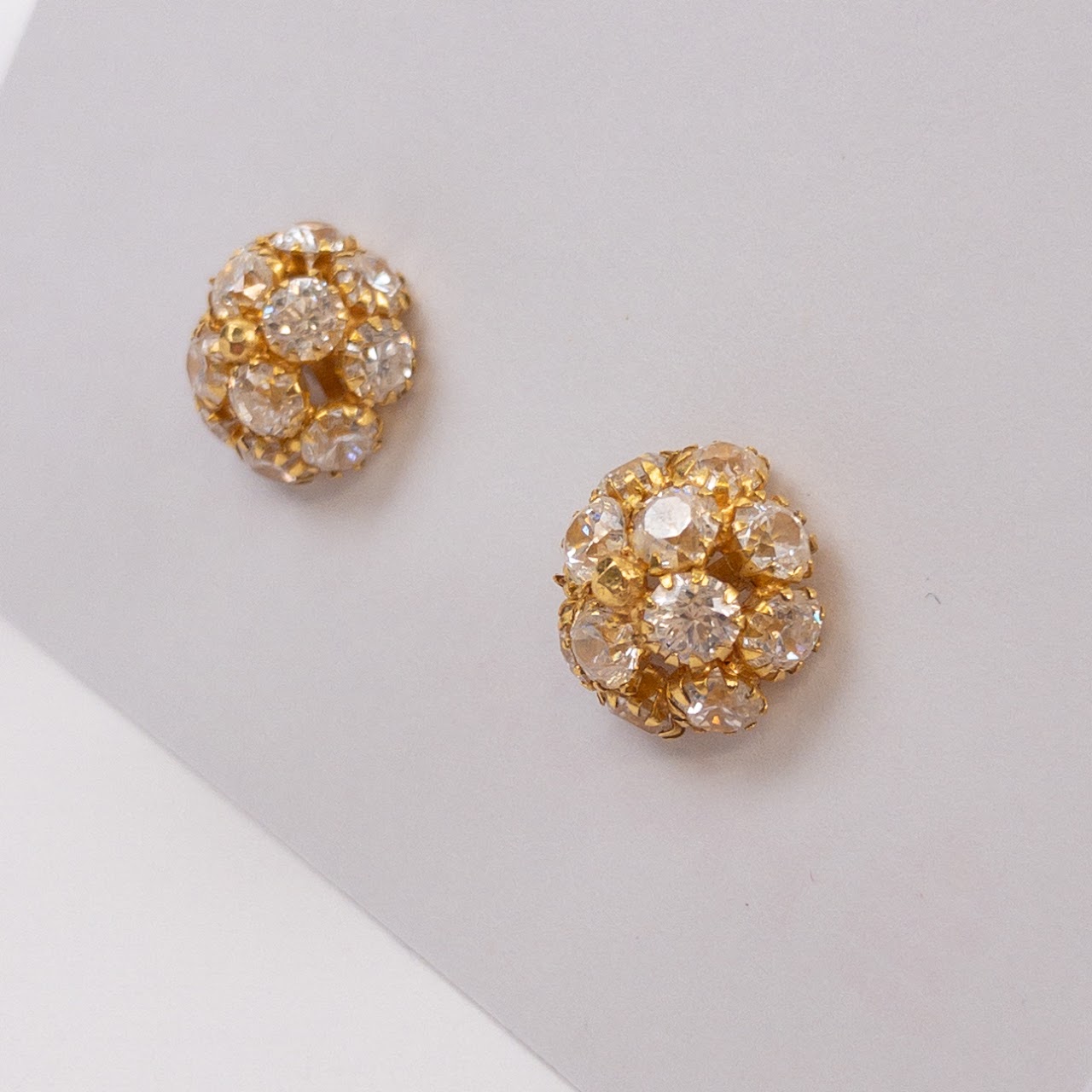 22K Gold and Clear Stone Earrings