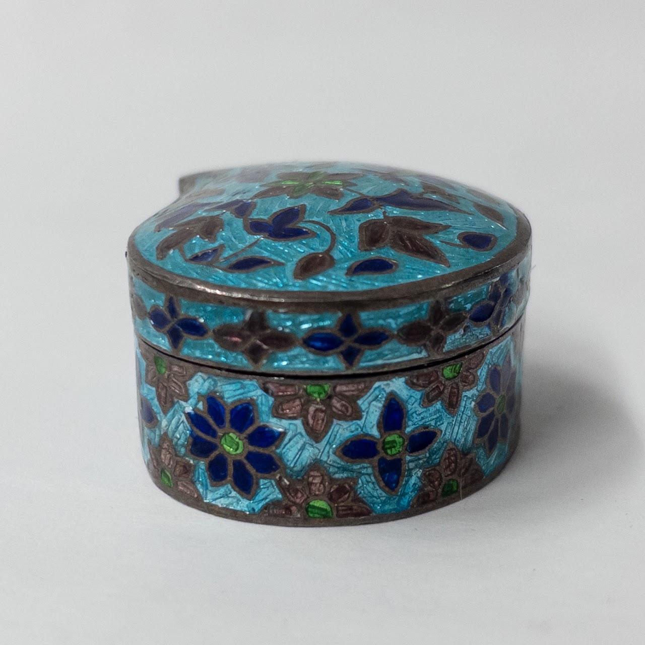 Sterling Silver Cloisonné Lidded Box Sextet