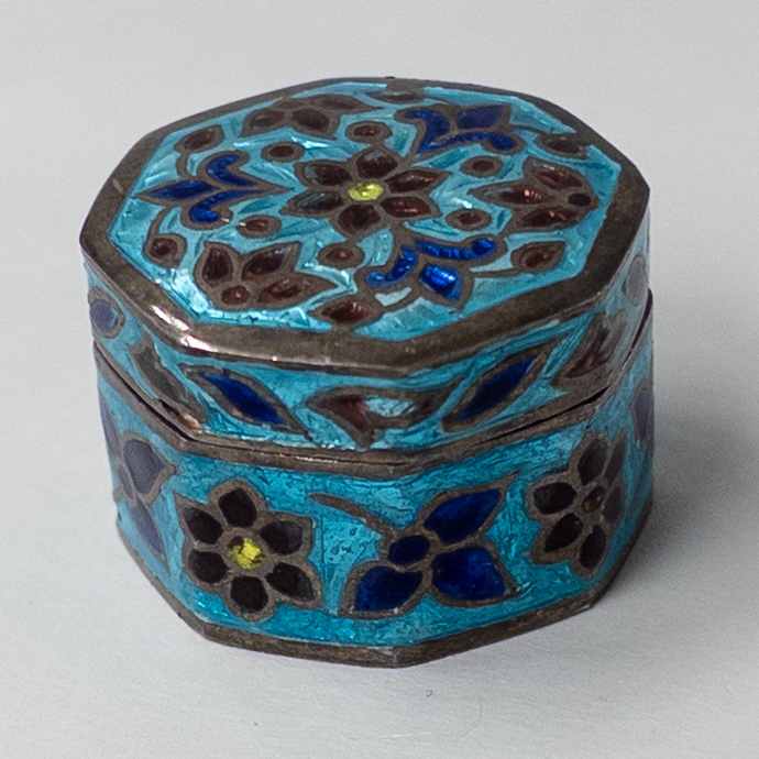 Sterling Silver Cloisonné Lidded Box Sextet