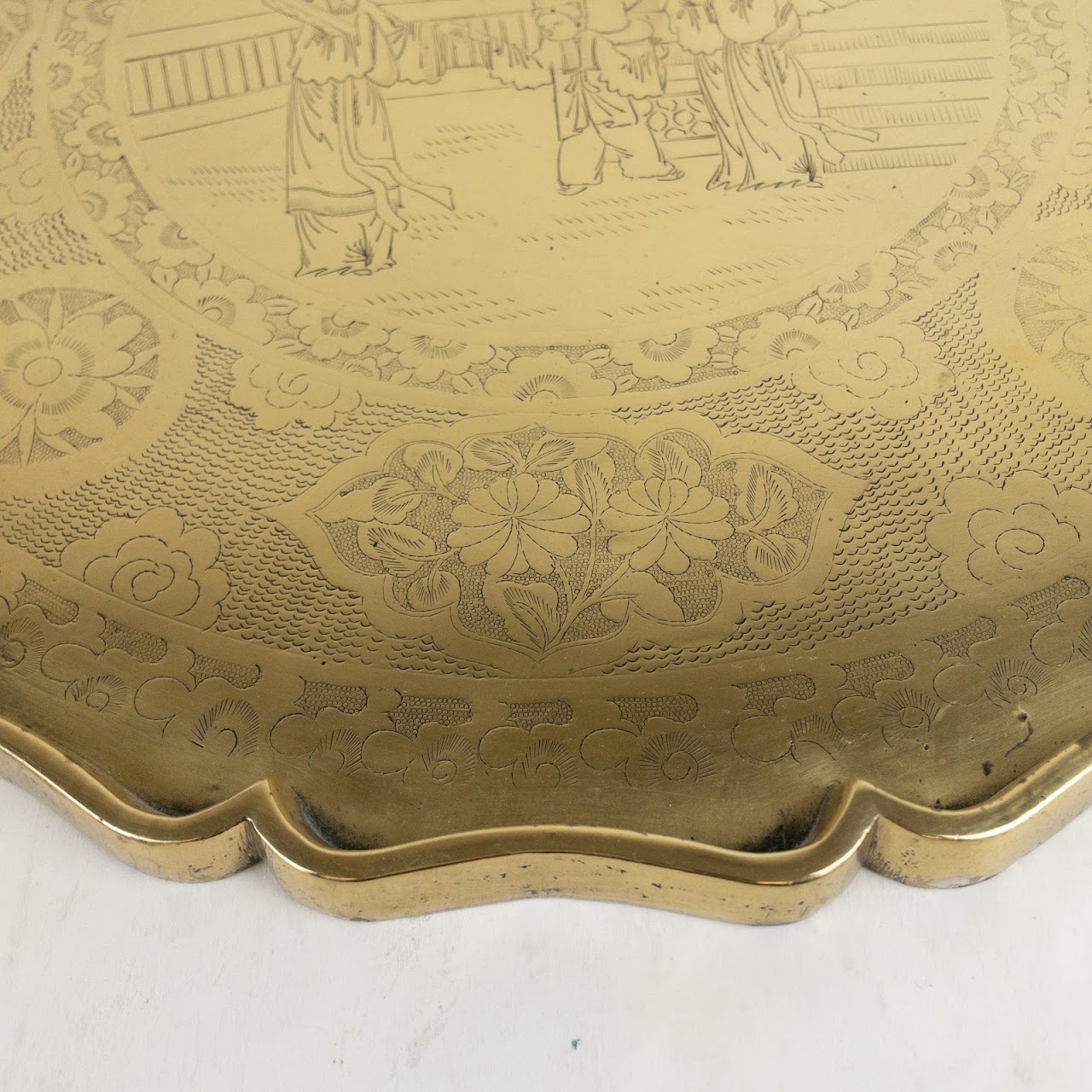 Chinese Brass Scalloped Edge Tray